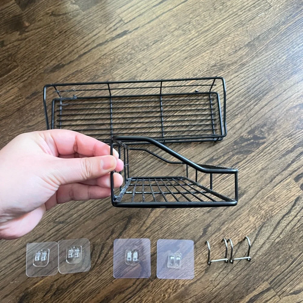 Shower Caddy Shelf with Hooks Storage Rack Organizer for Bathroom - 2 Pack